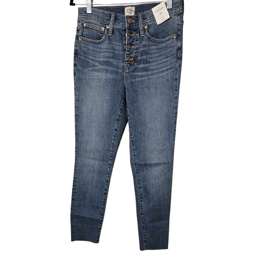 J.CREW 28 9" Toothpick Skinny Raw Hem Stretch Womens Jeans Button Fly‎ NWT